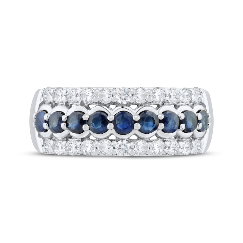 Main Image 4 of Blue Sapphire & Diamond Anniversary Ring 1/2 ct tw 10K White Gold