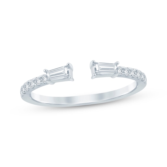 Baguette & Round-Cut Diamond Deconstructed Anniversary Ring 1/3 ct tw 14K White Gold