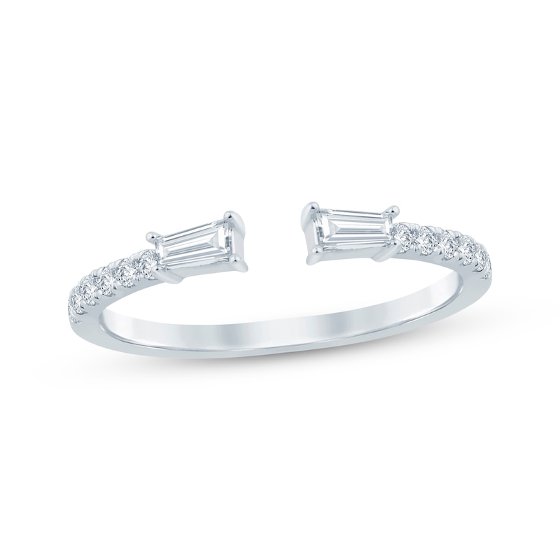 Main Image 1 of Baguette & Round-Cut Diamond Deconstructed Anniversary Ring 1/3 ct tw 14K White Gold