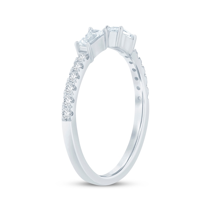 Main Image 2 of Baguette & Round-Cut Diamond Deconstructed Anniversary Ring 1/3 ct tw 14K White Gold