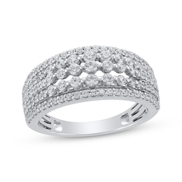 Diamond Five-Row Anniversary Ring 1 ct tw 14K White Gold