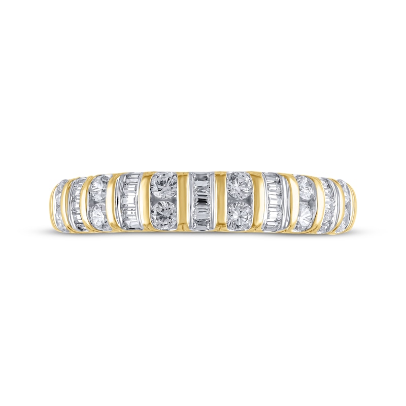 Main Image 3 of Baguette & Round-Cut Diamond Anniversary Ring 1/2 ct tw 14K Yellow Gold