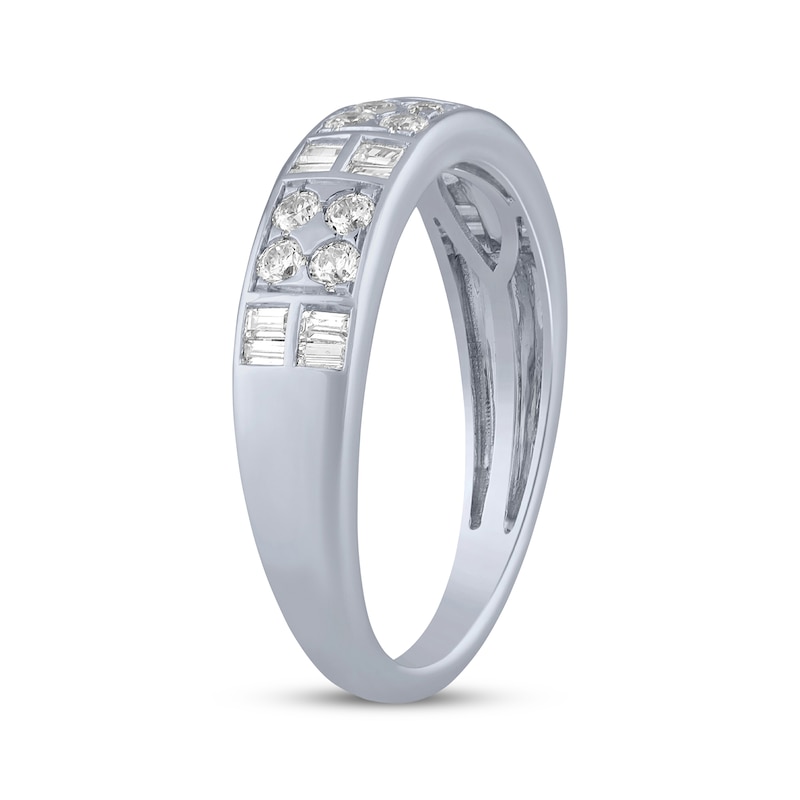 Main Image 2 of Baguette & Round-Cut Diamond Anniversary Ring 1/2 ct tw 14K White Gold