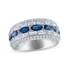 Thumbnail Image 1 of Marquise-Cut Blue Sapphire, Baguette & Round-Cut Diamond Anniversary Ring 1-1/5 ct tw 14K White Gold