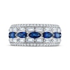 Thumbnail Image 3 of Marquise-Cut Blue Sapphire, Baguette & Round-Cut Diamond Anniversary Ring 1-1/5 ct tw 14K White Gold