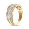 Thumbnail Image 2 of Baguette & Round-Cut Diamond Twist Anniversary Ring 3/4 ct tw 14K Yellow Gold