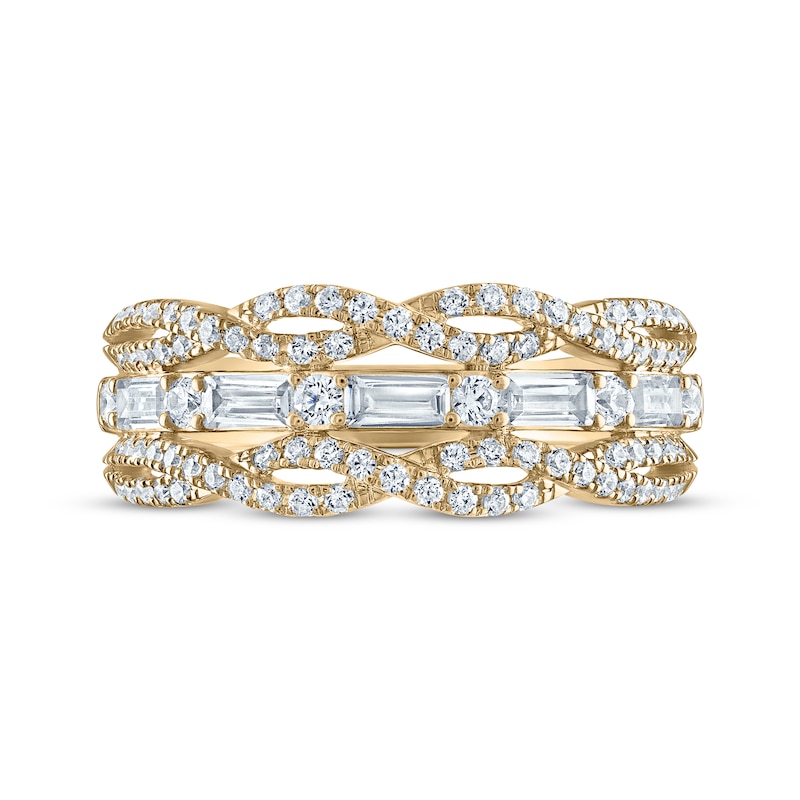 Main Image 3 of Baguette & Round-Cut Diamond Twist Anniversary Ring 3/4 ct tw 14K Yellow Gold