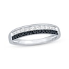 Thumbnail Image 1 of Princess-Cut White Diamond & Round-Cut Black Diamond Anniversary Ring 1/2 ct tw 14K White Gold