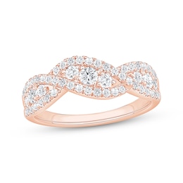 Round-Cut Diamond Twist Anniversary Ring 1/4 ct tw 14K Rose Gold