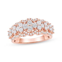 Now + Forever Lab-Grown Diamonds Scalloped Anniversary Ring 1-1/4 ct tw 14K Rose Gold