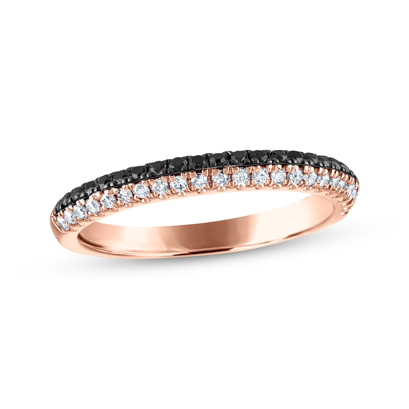 Main Image 1 of Black & White Diamond Anniversary Ring 1/3 ct tw 10K Rose Gold