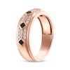 Thumbnail Image 1 of Men's Square-Cut Black Diamond & White Diamond Wedding Band 5/8 ct tw 10K Rose Gold