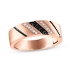 Thumbnail Image 0 of Men's Black & White Diamond Diagonal Wedding Band 1/6 ct tw 10K Rose Gold