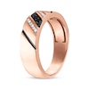 Thumbnail Image 1 of Men's Black & White Diamond Diagonal Wedding Band 1/6 ct tw 10K Rose Gold