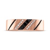 Thumbnail Image 2 of Men's Black & White Diamond Diagonal Wedding Band 1/6 ct tw 10K Rose Gold