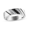 Thumbnail Image 0 of Men's Black & White Diamond Diagonal Wedding Band 1/6 ct tw 10K White Gold