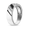 Thumbnail Image 1 of Men's Black & White Diamond Diagonal Wedding Band 1/6 ct tw 10K White Gold