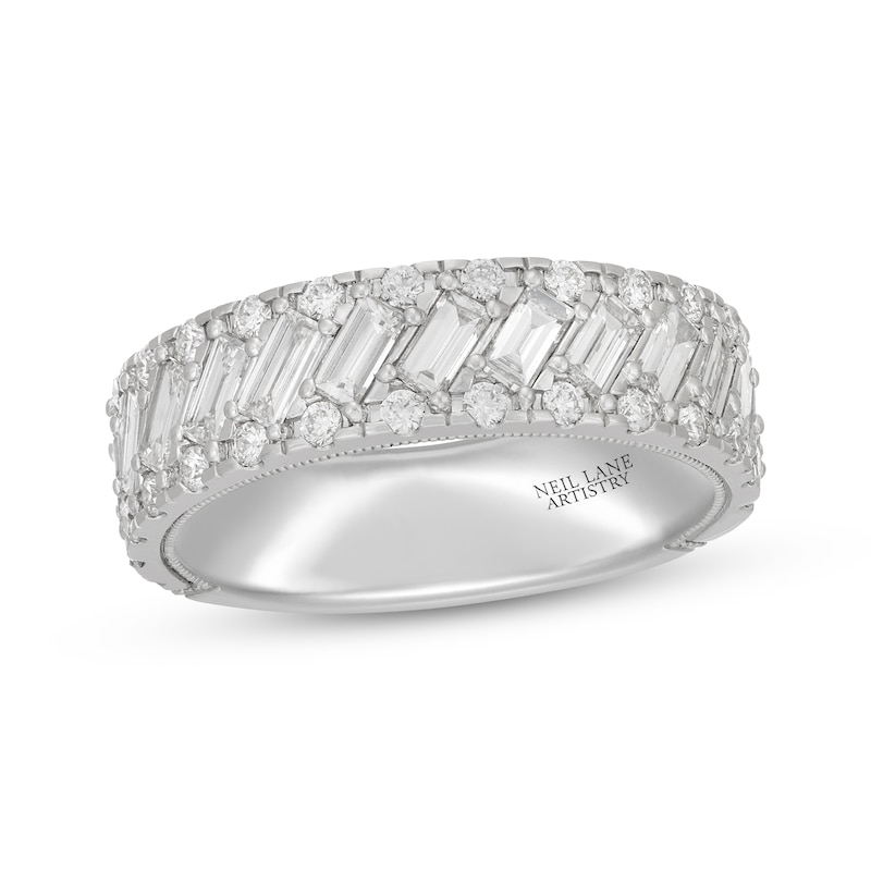 Men's Neil Lane Artistry Baguette & Round-Cut  Lab-Grown diamond Wedding Band 2 ct tw 14K White Gold