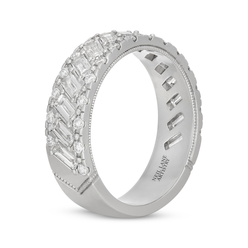 Men's Neil Lane Artistry Baguette & Round-Cut  Lab-Grown diamond Wedding Band 2 ct tw 14K White Gold