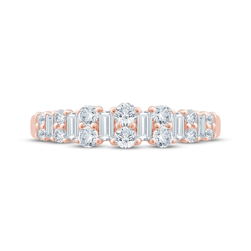 Main Image 3 of Baguette & Round-Cut Diamond Anniversary Ring 5/8 ct tw 14K Rose Gold