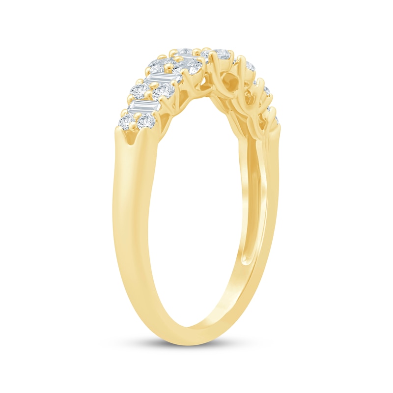 Main Image 2 of Baguette & Round-Cut Diamond Anniversary Ring 5/8 ct tw 14K Yellow Gold