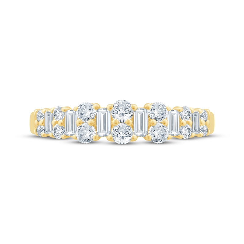 Main Image 3 of Baguette & Round-Cut Diamond Anniversary Ring 5/8 ct tw 14K Yellow Gold