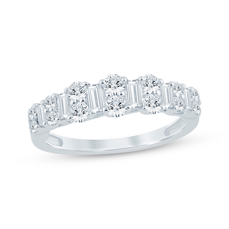 Main Image 1 of Now + Forever Baguette & Round-Cut Diamond Anniversary Ring 5/8 ct tw 14K White Gold