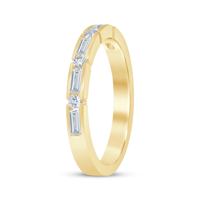 Main Image 2 of Now + Forever Baguette & Round-Cut Diamond Anniversary Ring 1/2 ct tw 14K Yellow Gold