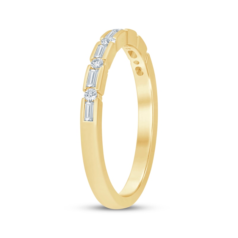 Main Image 2 of Now + Forever Baguette & Round-Cut Diamond Anniversary Ring 1/4 ct tw 14K Yellow Gold