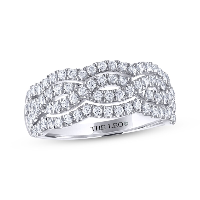 Main Image 1 of THE LEO Diamond Scalloped Twist Anniversary Band 3/4 ct tw 14K White Gold