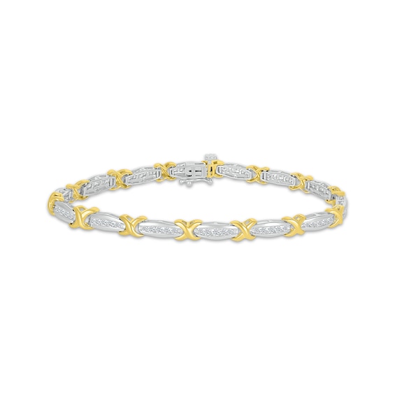 Diamond X-Link Bracelet 1 ct tw 10K Two-Tone Gold 7"