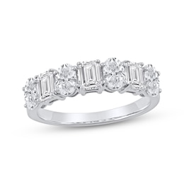 Lab-Created Diamonds by KAY Emerald & Oval-Cut Anniversary Ring 2 ct tw 14K White Gold