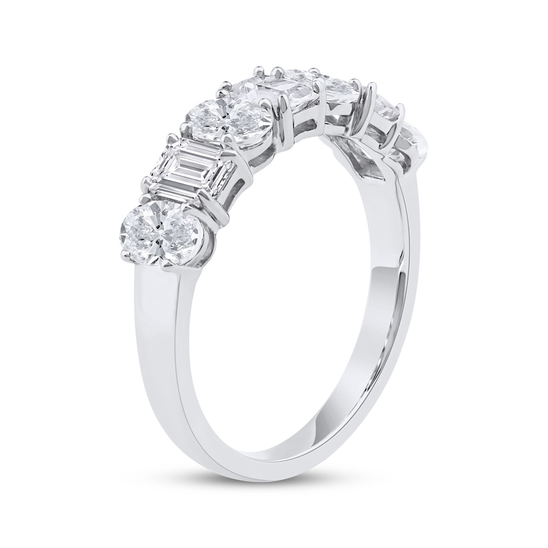 Lab-Grown Diamonds by KAY Emerald & Oval-Cut Anniversary Ring 2 ct tw 14K White Gold