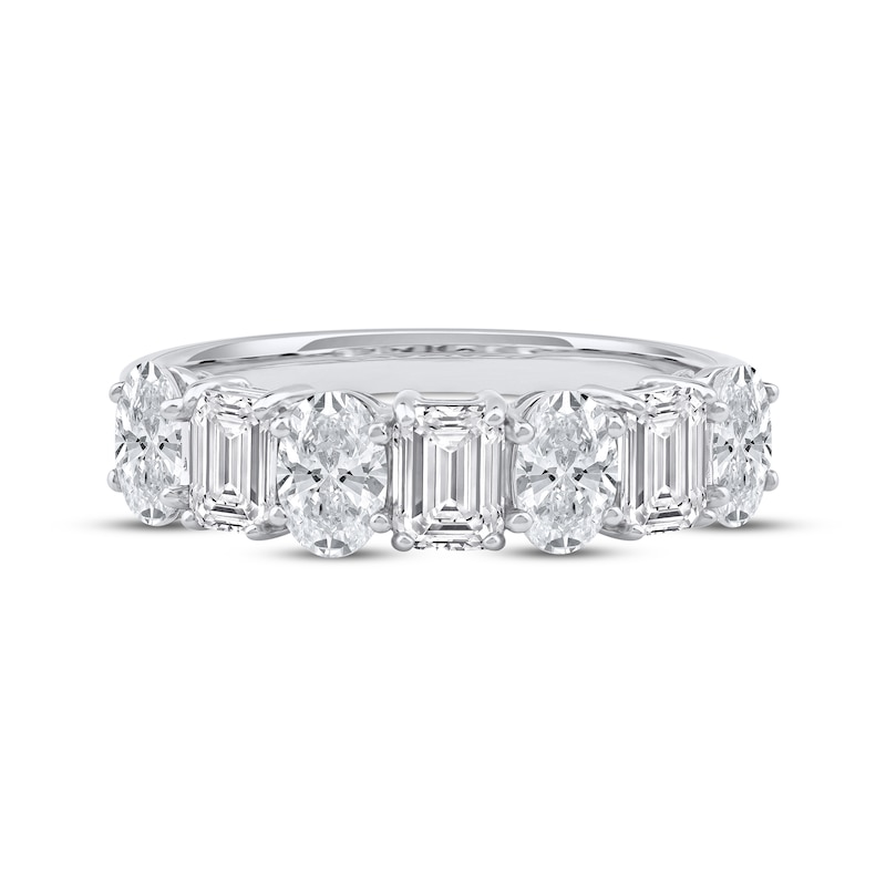 Lab-Grown Diamonds by KAY Emerald & Oval-Cut Anniversary Ring 2 ct tw 14K White Gold