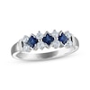 Thumbnail Image 0 of Square-Cut Natural Blue Sapphire & Diamond Anniversary Ring 1/4 ct tw 10K White Gold