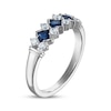 Thumbnail Image 1 of Square-Cut Natural Blue Sapphire & Diamond Anniversary Ring 1/4 ct tw 10K White Gold