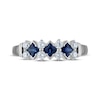 Thumbnail Image 2 of Square-Cut Natural Blue Sapphire & Diamond Anniversary Ring 1/4 ct tw 10K White Gold