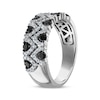 Thumbnail Image 1 of Black & White Diamond Wishbone Pattern Anniversary Ring 7/8 ct tw 14K White Gold