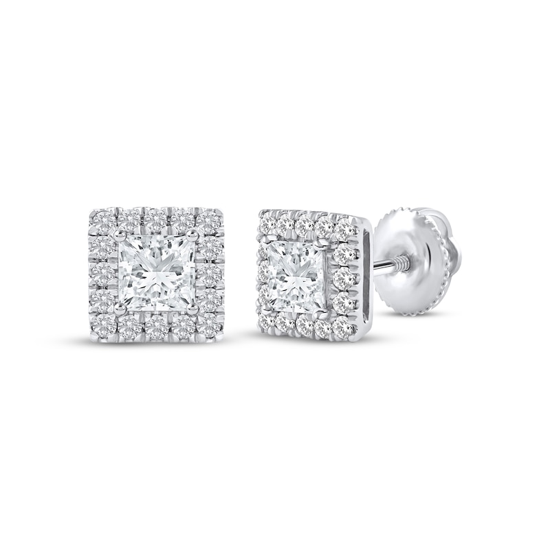 Lab-Created Diamonds by KAY Princess-Cut Stud Earrings 1 ct tw 14K White Gold (F/SI2)