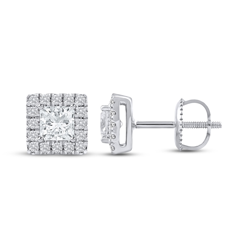 Lab-Created Diamonds by KAY Princess-Cut Stud Earrings 1 ct tw 14K White Gold (F/SI2)