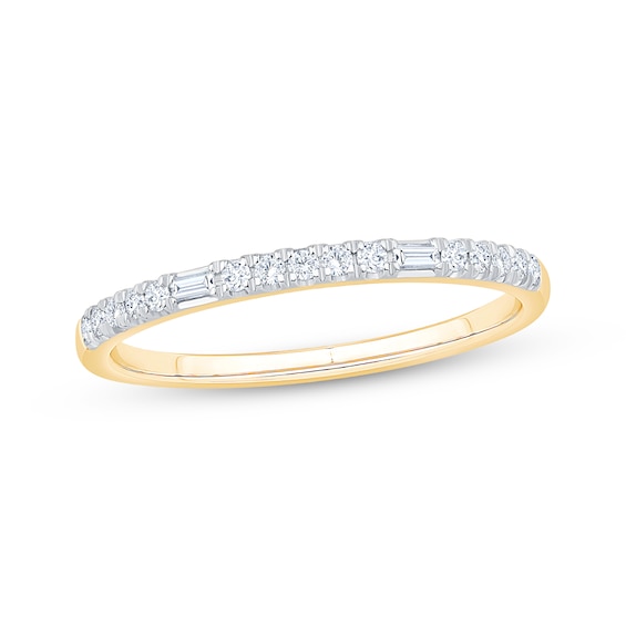 Baguette & Round-Cut Diamond Anniversary Ring 1/6 ct tw 10K Yellow Gold