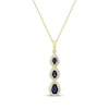 Thumbnail Image 1 of Pear-Shaped Natural Blue Sapphire & Diamond Teardrop Three-Stone Necklace 1/5 ct tw 10K Yellow Gold 18&quot;