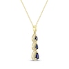 Thumbnail Image 2 of Pear-Shaped Natural Blue Sapphire & Diamond Teardrop Three-Stone Necklace 1/5 ct tw 10K Yellow Gold 18&quot;