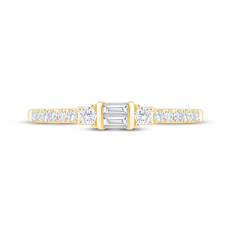 Baguette & Round-Cut Diamond Anniversary Ring 1/4 ct tw 10K Yellow Gold