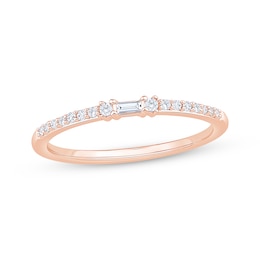 Now + Forever Baguette & Round-Cut Diamond Anniversary Ring 1/8 ct tw 10K Rose Gold