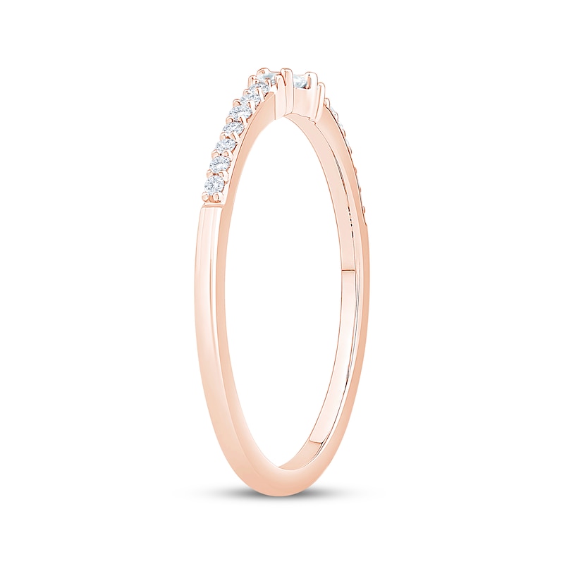 Main Image 2 of Baguette & Round-Cut Diamond Anniversary Ring 1/8 ct tw 10K Rose Gold