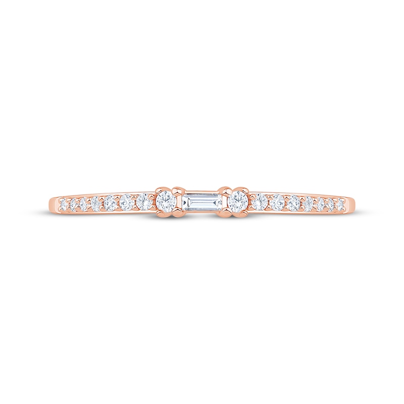 Main Image 3 of Baguette & Round-Cut Diamond Anniversary Ring 1/8 ct tw 10K Rose Gold