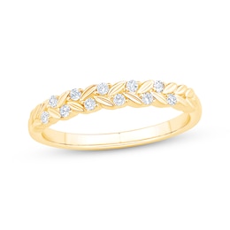 Now + Forever Diamond Leaf Anniversary Ring 1/8 ct tw 10K Yellow Gold