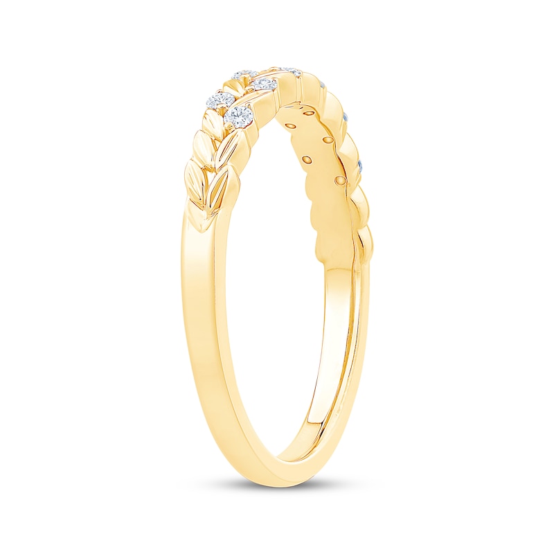 Main Image 2 of Diamond Leaf Anniversary Ring 1/8 ct tw 10K Yellow Gold