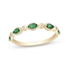 Thumbnail Image 1 of Marquise-Cut Natural Emerald & Diamond Accent Anniversary Ring 10K Yellow Gold